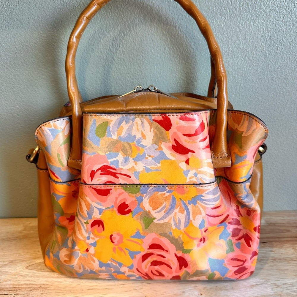 Patricia Nash Floral Tan Leather Handbag
